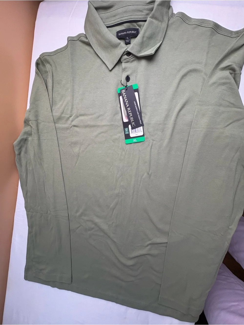Banana Republic Olive Long Sleeve Luxe Touch Polo